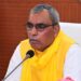 Om Prakash Rajbhar addressing workers in Patna Suheldev Bharatiya Samaj Party Bihar meeting SBSP leaders press conference in Patna