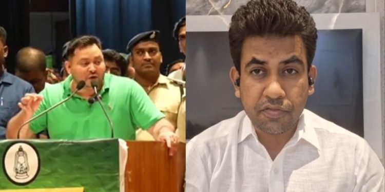 BJP vs RJD Bihar SIR row image, Bhikhubhai Dalsania voter list controversy photo, Bihar politics Tejashwi BJP clash, SIR dispute Bihar assembly elections