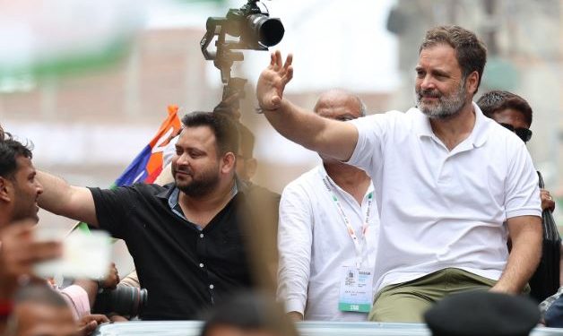 Rahul Gandhi Bihar rally, Tejashwi Yadav Bihar campaign, Bihar Election 2025 news, Mahagathbandhan rally Bihar, Rahul Gandhi Nalanda speech, Tejashwi Yadav Muzaffarpur Sabha