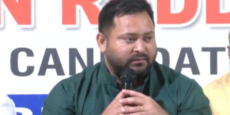 Tejashwi Yadav addressing media in Patna Sudarshan Reddy INDIA Alliance candidate Bihar visit Bihar Congress leaders welcome Sudarshan Reddy Tejashwi Yadav attack on PM Modi and Amit Shah Opposition unity in Vice President election Patna