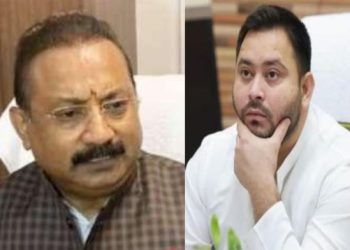 Tejashwi Yadav job promise Bihar photo, Ashok Choudhary JDU reaction image, Bihar election 2025 political debate picture, RJD vs JDU press conference Bihar