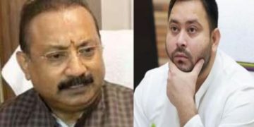 Tejashwi Yadav job promise Bihar photo, Ashok Choudhary JDU reaction image, Bihar election 2025 political debate picture, RJD vs JDU press conference Bihar