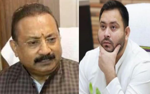 Tejashwi Yadav job promise Bihar photo, Ashok Choudhary JDU reaction image, Bihar election 2025 political debate picture, RJD vs JDU press conference Bihar