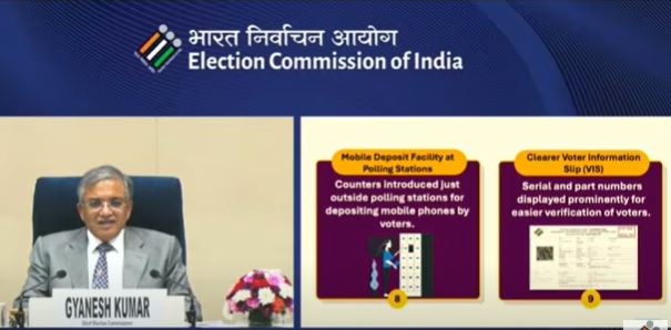 Bihar Election 2025 Schedule Announcement Photo Election Commission of India Press Conference Image Bihar Voting Booth Preparation Picture Bihar Election Observer and Security Deployment Image Senior Citizen and Divyang Voters Bihar Election 2025 Photo