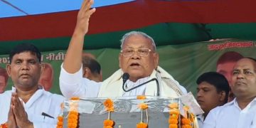 Jeetan Ram Manjhi Bihar election speech, जीतन राम मांझी लालू पर हमला, Manjhi Magahi speech viral, Bihar politics Rajapakar rally, चोर मचाए शोर बयान फोटो