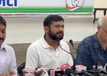 Kanhaiya Kumar Bihar Congress campaign launch Kanhaiya Kumar addressing media in Patna Bihar Congress 20 Saal 20 Sawal poster Kanhaiya Kumar attacking BJP JDU in Bihar Bihar election 2025 Congress strategy