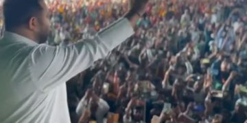 Tejashwi Yadav Bihar Rally 2025, Kahalgaon Jan Samvad Tejashwi, Bihar Election 2025 Campaign, RJD Mahagathbandhan Rally Bihar, Tejashwi Yadav Supporters Crowd