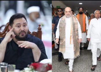 Tejashwi Yadav attacks NDA over CM face issue बिहार चुनाव 2025 में तेजस्वी यादव का एनडीए पर हमला Amit Shah and Nitish Kumar Bihar election controversy Bihar Mahagathbandhan CM candidate announcement