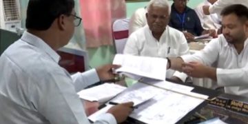 Tejashwi Yadav Raghopur nomination, RJD Bihar election 2025, Laloo-Rabri with Tejashwi, Raghopur assembly seat, Bihar politics 2025