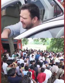 राघोपुर पहुंचे तेजस्वी यादव, जनता के बीच भोजन का लिया आनंद