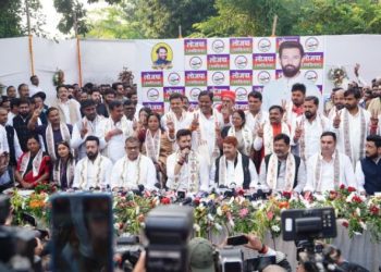 Chirag Paswan at LJP Foundation Day Patna LJP Ramvilas 25th Establishment Day Celebration Patna Bapu Sabhagar LJP Event Decoration Dalit Sena Reorganization Announcement by LJP