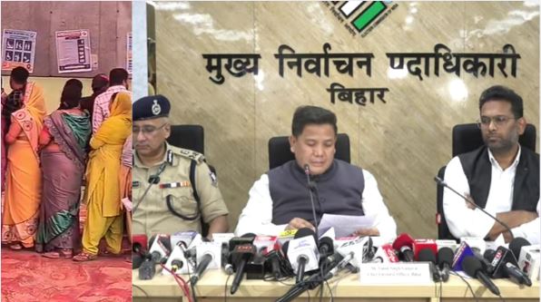 Bihar Election 2025 record voting turnout image, Bihar 64.66 percent voter turnout photo, Muzaffarpur Samastipur voting Bihar election 2025, Bihar assembly election first phase voting record