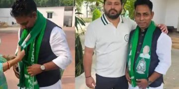 “ललन पासवान राजद में शामिल होते हुए राबड़ी देवी और तेजस्वी यादव के साथ” “भाजपा छोड़ते हुए भागलपुर विधायक ललन पासवान” “तेजस्वी यादव ने ललन पासवान का आरजेडी में स्वागत किया”