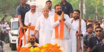 ललन सिंह मोकामा रोड शो तस्वीर सम्राट चौधरी चुनाव प्रचार मोकामा अनंत सिंह के समर्थन में जेडीयू रैली बिहार चुनाव 2025 मोकामा रोड शो दृश्य JDU leaders Lalan Singh Samrat Choudhary campaign image