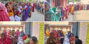 Bihar Election 2025 Voting Photo, Bihar Chunav 2025 Polling Booth Image, Nitish Kumar Bihar Election Campaign, Bihar Second Phase Voting 2025, Bihar Election Voter Queue Image