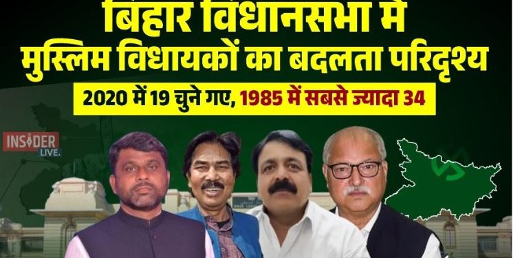 "बिहार विधानसभा में मुस्लिम विधायकों की संख्या", "AIMIM सीमांचल बिहार चुनाव", "RJD कांग्रेस मुस्लिम प्रतिनिधित्व", "बिहार मुस्लिम राजनीति विश्लेषण", "Bihar Muslim MLA Representation Chart"