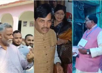 Bihar election 2025 voting, Pappu Yadav casting vote, Shahnavaz Hussain voting with wife, KrishnaNandan Paswan voting booth, Bihar voters queue