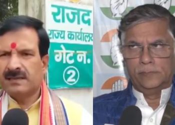 "Nitish Kumar taking oath as Bihar CM at Gandhi Maidan" "Bihar NDA cabinet ministers during oath ceremony" "Congress and RJD leaders reacting to Bihar NDA government" "Crowd and stage view of Bihar Shapath Grahan Samaroh"