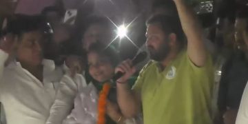 Tejashwi Yadav Bihar Road Rally Image, Katihar Rajendra Stadium Speech Photo, Torch Light Campaign Bihar Picture