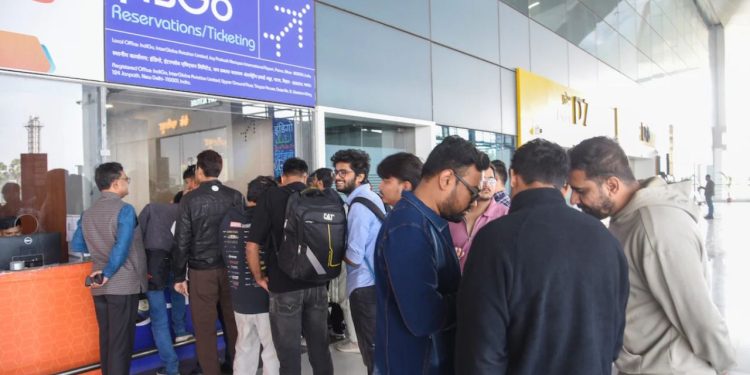 IndiGo Flight Cancellation Airport Image IndiGo 10000 Travel Voucher Announcement DGCA Meeting IndiGo CEO Image