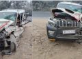 NH-722 road accident image, Scorpio tire blast Bihar, Chhapra Muzaffarpur highway accident, Garkha accident scene