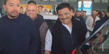 Sanjay Jha statement on Nishant Kumar at Patna Airport Nishant Kumar with Sanjay Jha in Patna JDU leadership discussion regarding Nishant Kumar Nitish Kumar son political future news