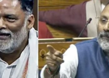 Nishikant Dubey Lok Sabha Speech Image Pappu Yadav Reaction Parliament Lok Sabha Electoral Reforms Debate Scene Bihar Voter List Controversy Discussion