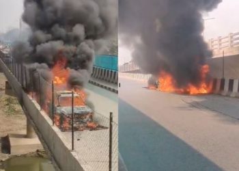 पटना में PMCH के बाहर धू-धूकर जल गई पूरी कार.. मच गई अफरा-तफरी