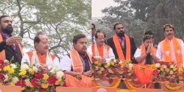 नितिन नबीन पटना रोड शो, सम्राट चौधरी नितिन नबीन के साथ, बीजेपी रोड शो पटना, विजय सिन्हा संजय सरावगी रोड शो