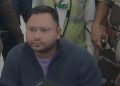 Tejashwi Yadav wheelchair at Patna airport, Tej Pratap Yadav five jaichand statement, RJD internal politics, Bihar opposition leader media interaction