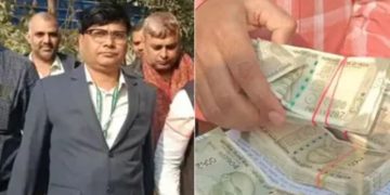 Patna vigilance bureau arrest scene Assistant Director bribe case Bihar Vigilance team operation in Niyojan Bhawan Cash recovered in bribery case Patna