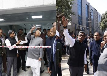 Nitish Kumar inspecting PMCH, PMCH emergency building phase 1, radiology department CT MRI PMCH, NICU ward PMCH Patna, PMCH redevelopment construction work