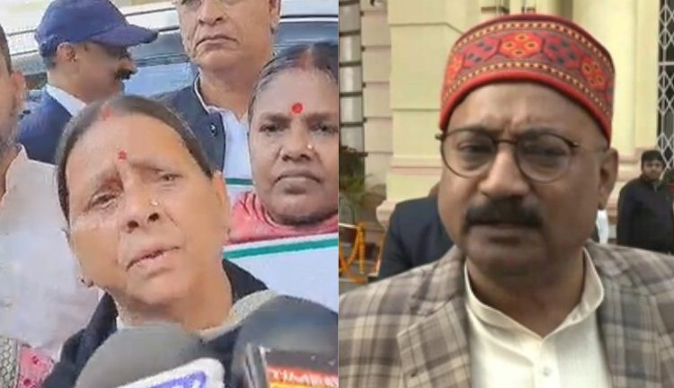 Rabri Devi protest outside Bihar Vidhan Parishad, RJD members protest Patna, Bihar political clash protest visuals, NDA vs RJD political debate Bihar, Rabri Devi media statement Patna