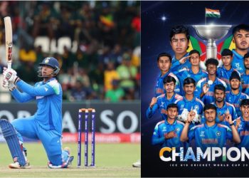 India U19 World Cup 2026 celebration, Vaibhav Suryavanshi batting highlights, Harare Sports Club final match India vs England, Ayush Mhatre captain India U19, ICC Under 19 World Cup trophy celebration India