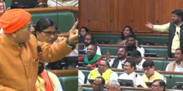 Tejashwi Yadav speech in Bihar Assembly, Vijay Kumar Sinha addressing house, Bihar Vidhan Sabha budget session debate, political clash in Bihar assembly, opposition protest in Bihar assembly